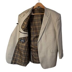 Statement Italy Mens 54L Blazer Super 150s Wool Tan Brown Micro Check Luxe *Read